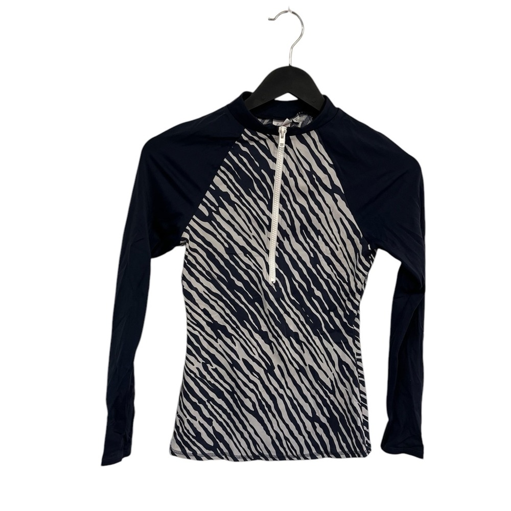 Boden Blue and White Long Sleeve Swim One Piece